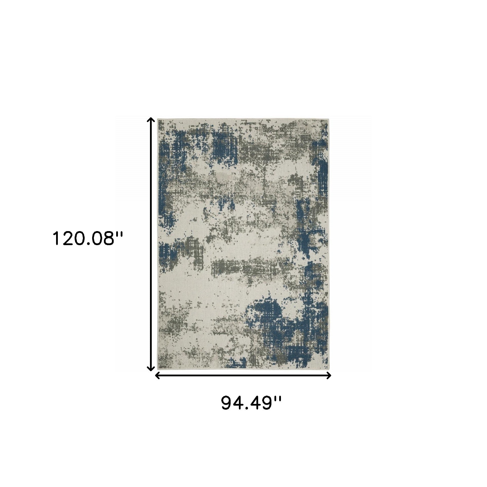 High - Quality Stain - Resistant Abstract Outdoor and Indoor Area Rug in Blue and Beige Shades for Various Spaces
