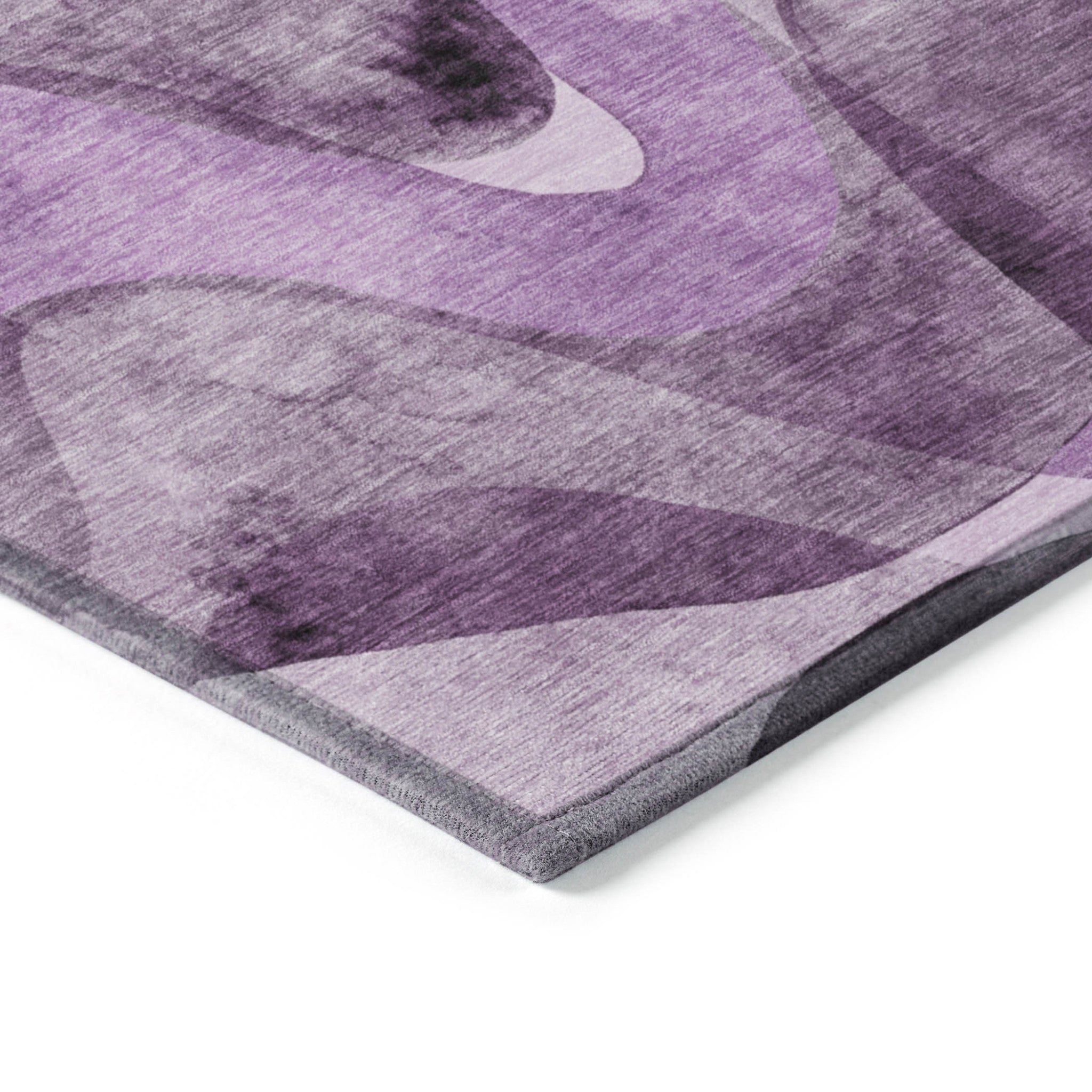 Modern Abstract Washable Non-Skid Purple Runner Rug for Indoor & Outdoor Use