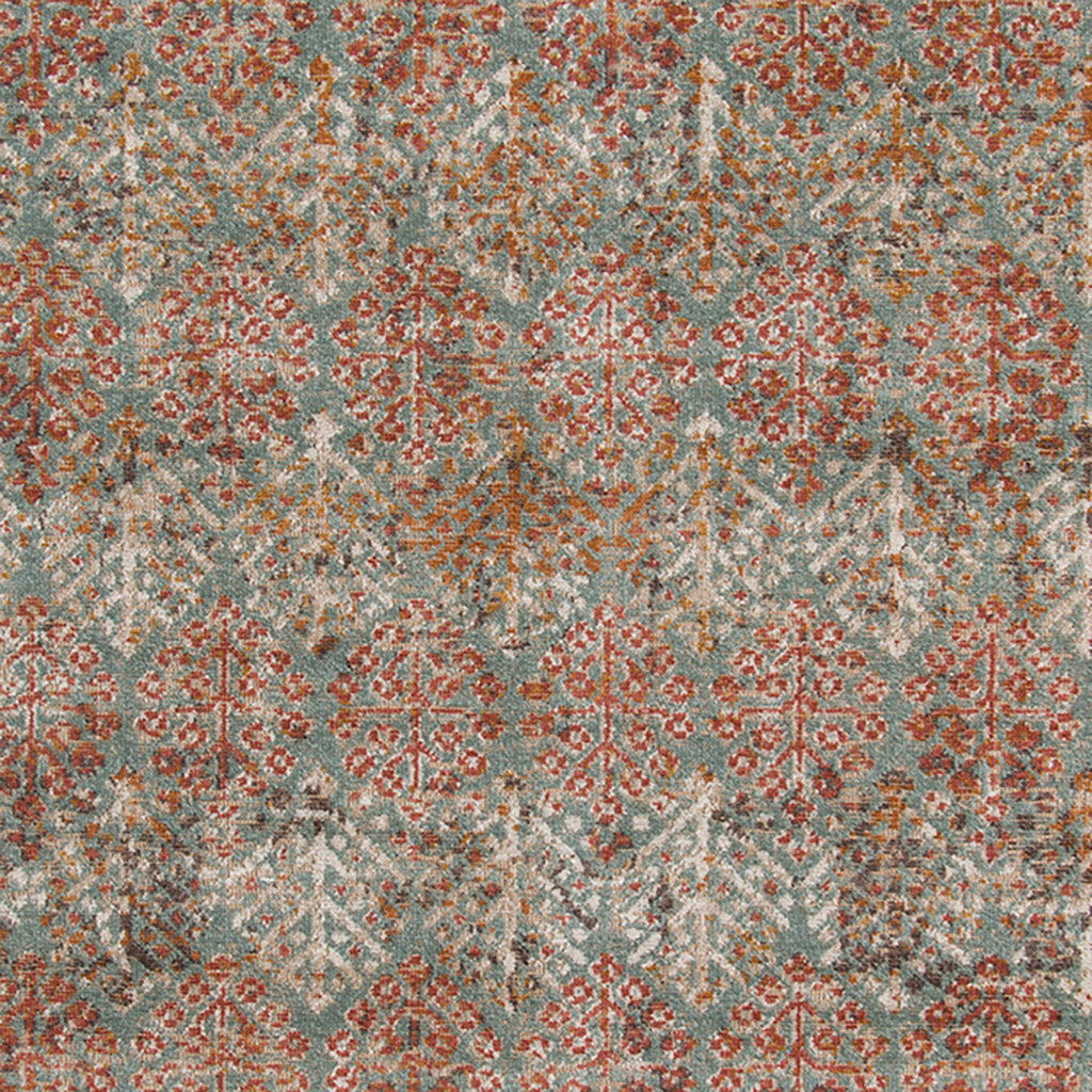 Stylish Teal and Orange Medallion Power Loom Area Rug - Stain Resistant for Pet Homes