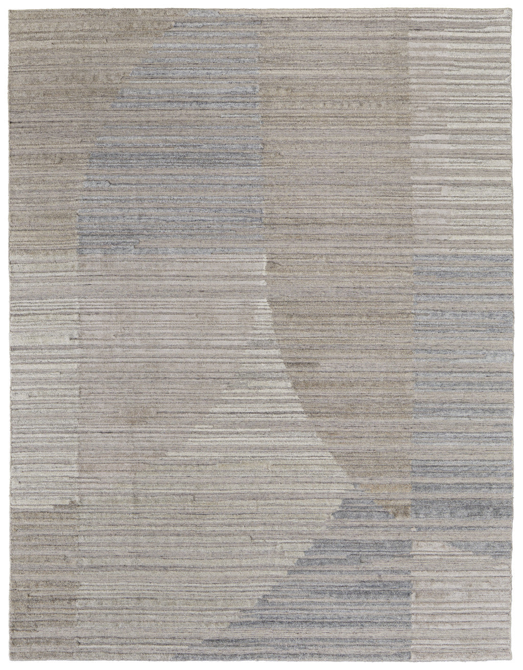 Exquisite Hand-Woven Abstract Tan and Blue Area Rug for a Stylishly Decorated Living Room