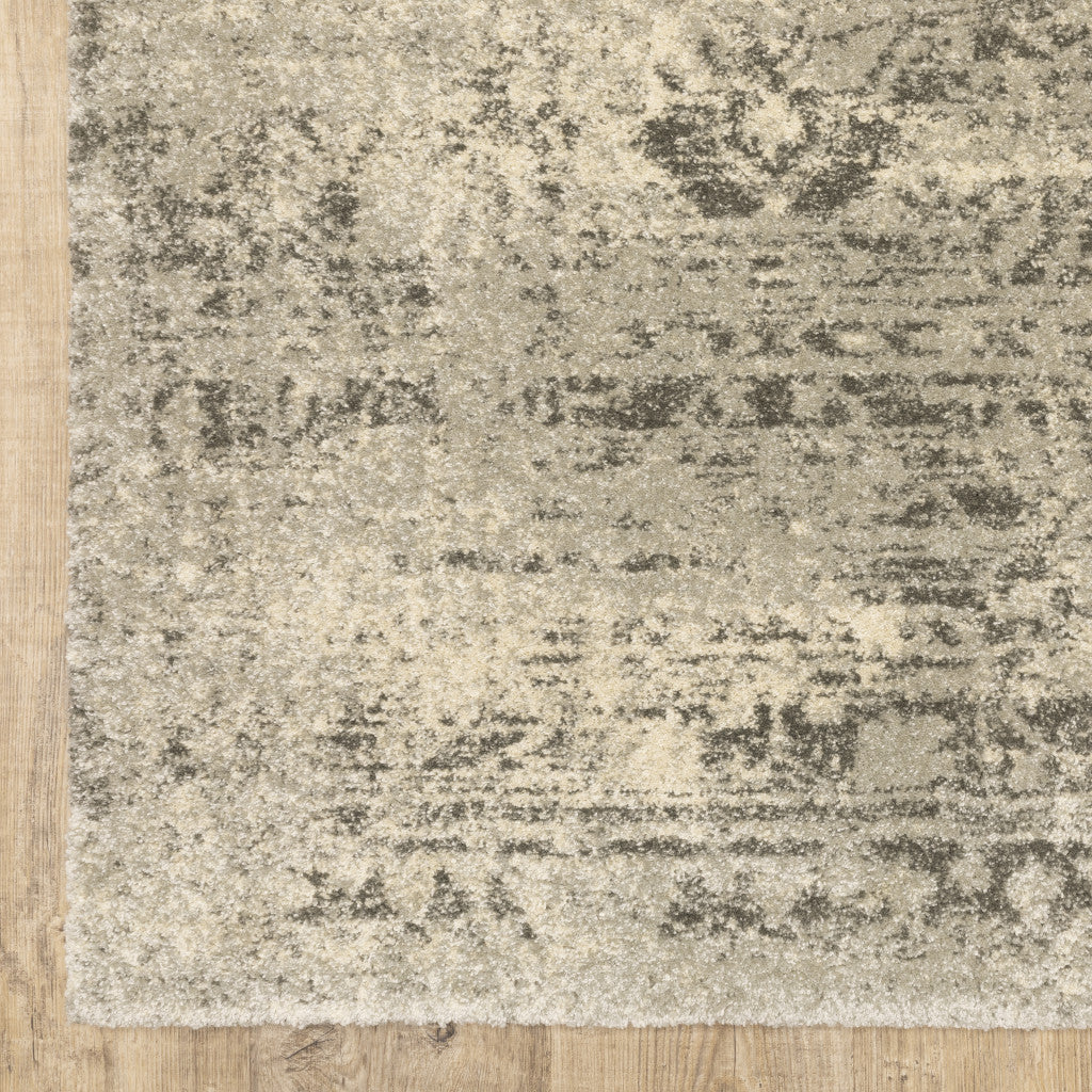 Stylish and Stain - Resistant Oriental Runner Rug in Grey, Ivory, and Beige for Elegant Homes