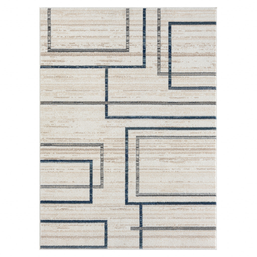 Exquisite Ivory Geometric Design Area Rug - Instantly Transform Your Living Space with Style, Warmth and Elegance Today!