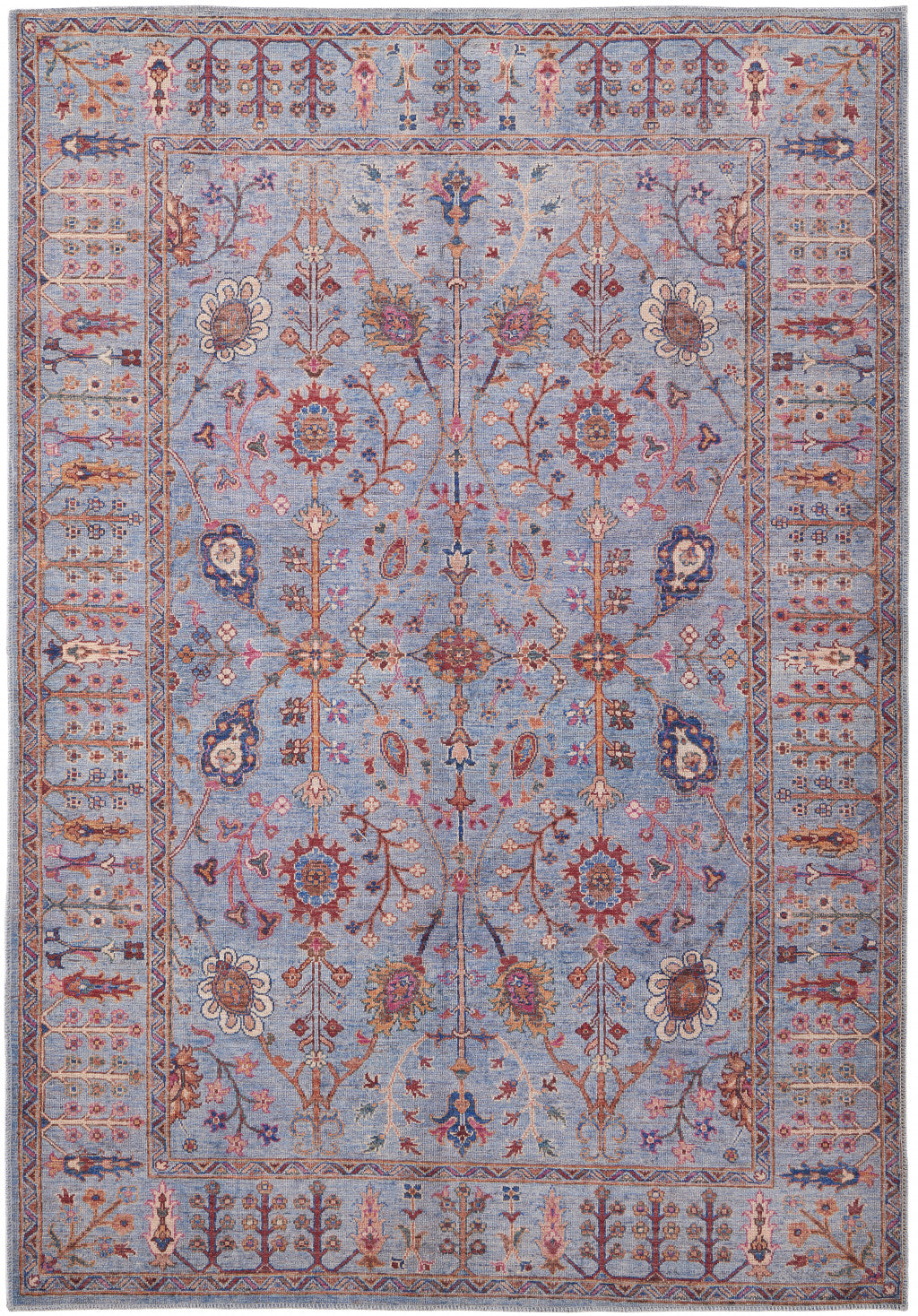 Stylish Gray, Blue, and Red Floral Power Loom Area Rug for a Cozy and Elegant Home Décor