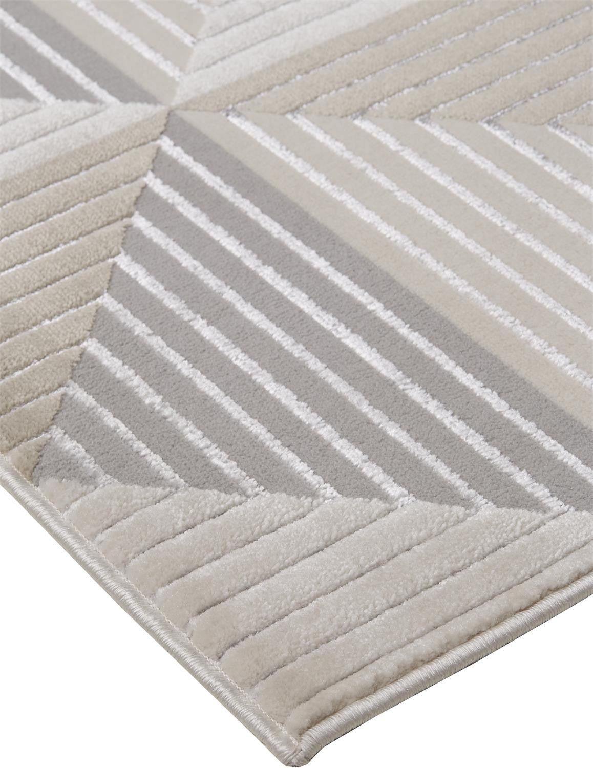 Stylish Geometric Area Rug in Beige, Gray & Ivory for a Warm and Inviting Space