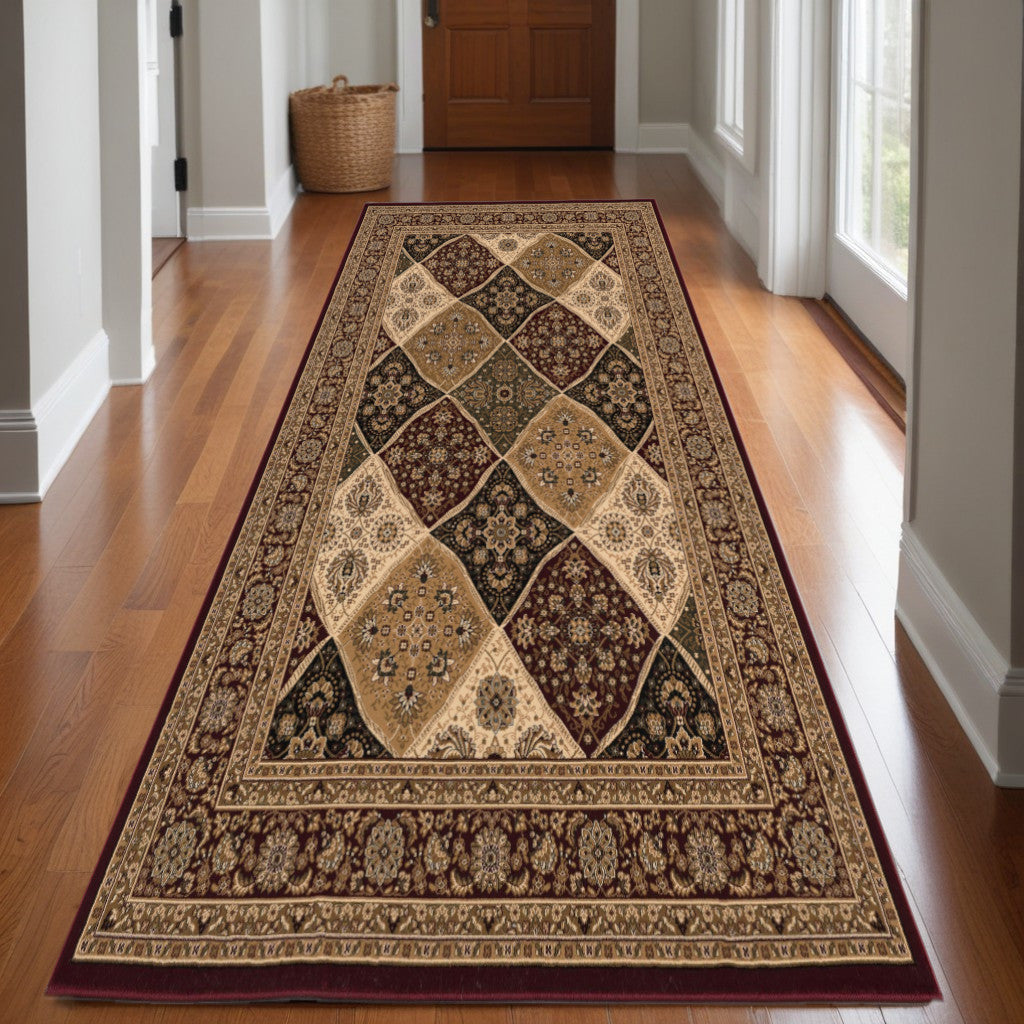 Stylish Red and Beige Oriental Power Loom Runner Rug for a Cozy Home