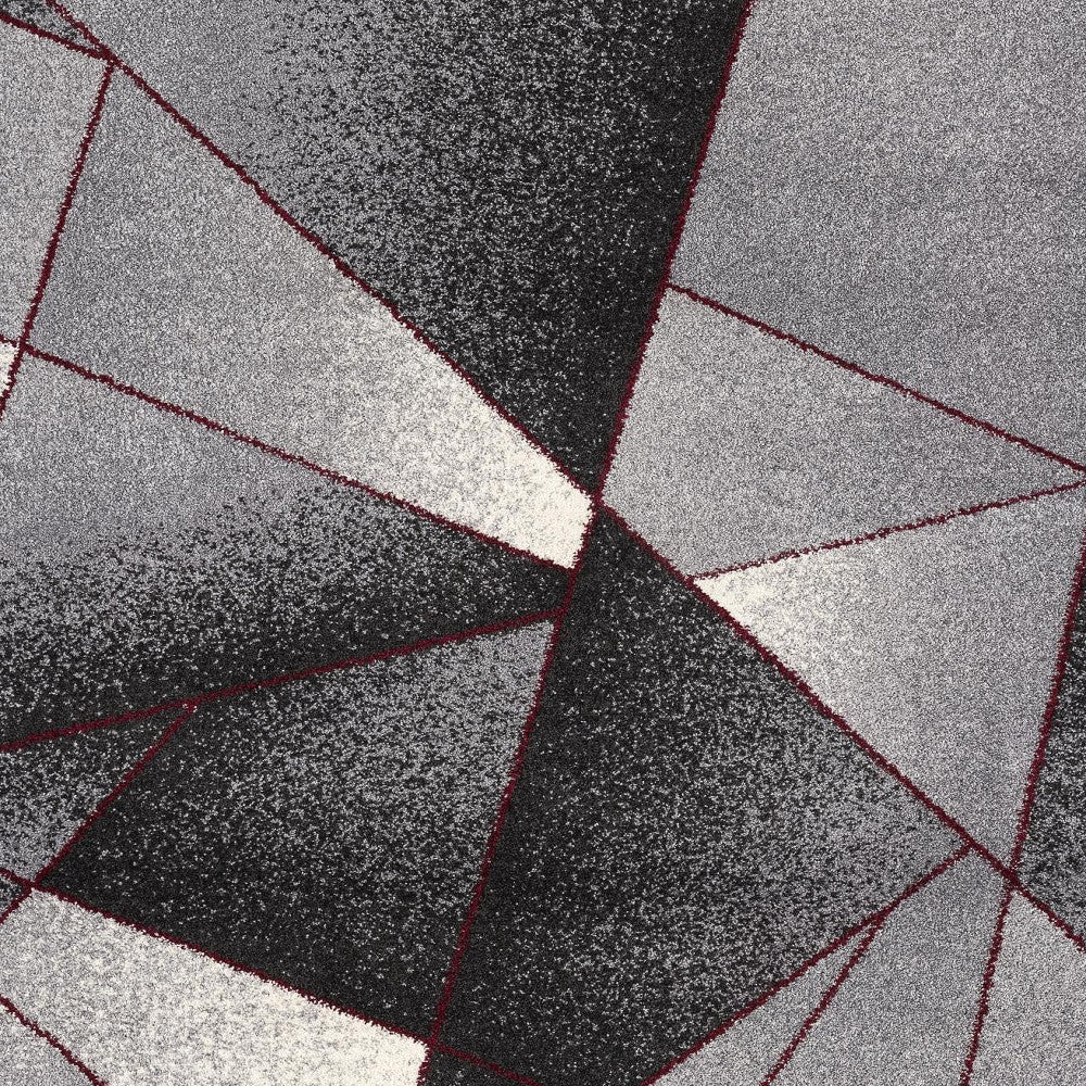 Stylish Geometric Area Rug with an Elegant Design in Grey and Red for a Sophisticated Home Décor Upgrade