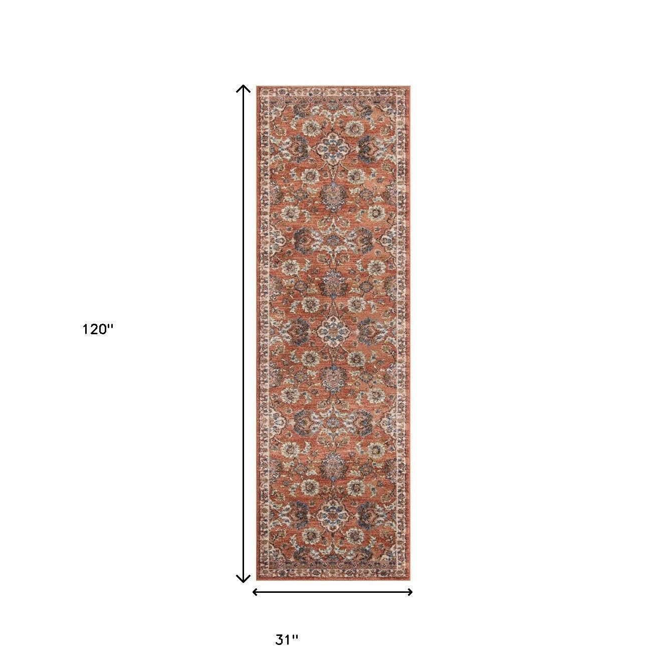 Stain-Resistant Elegant Floral Power Loom Area Rug in Ivory, Navy, Blue & Brown Design Ideal for Homes with Kids and Pets
