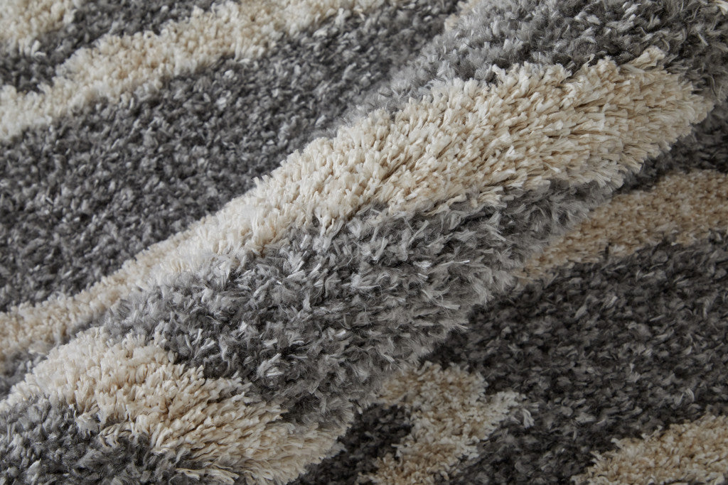 Stain-Resistant Gray & Ivory Geometric Power Loom Area Rug for Any Room