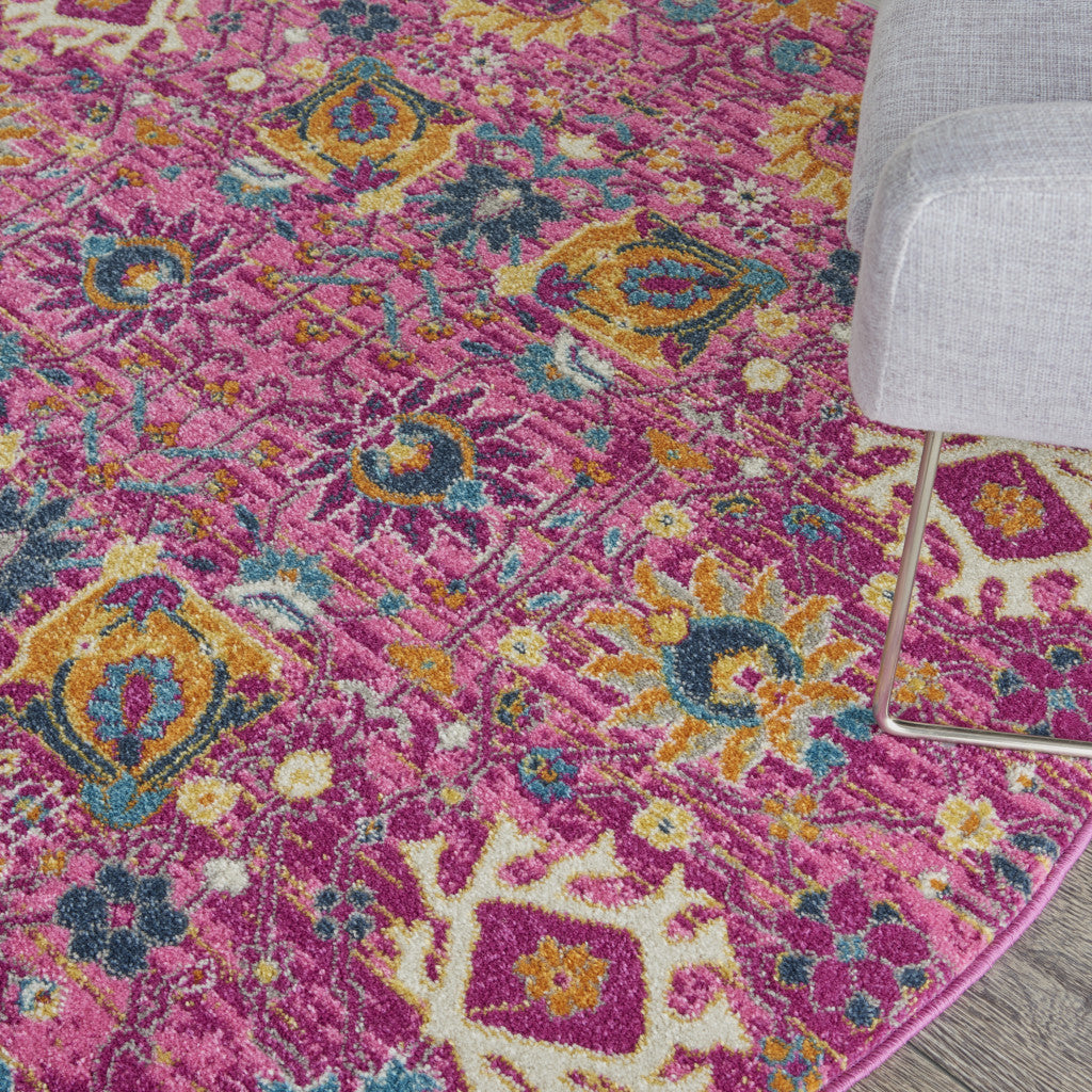 Stylish Fuchsia Floral Power Loom Area Rug for Comfortable Spaces