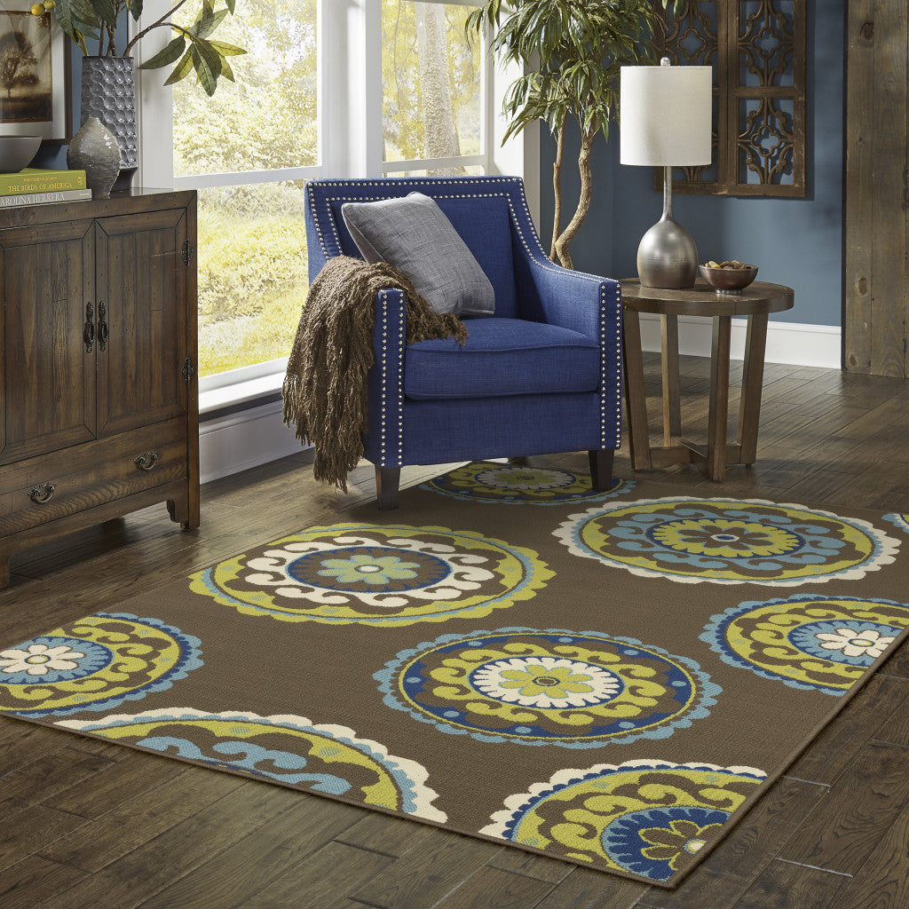 Exquisite Floral Medallion Design Stain-Resistant 7x10 Area Rug for Cozy Indoor and Outdoor Spaces