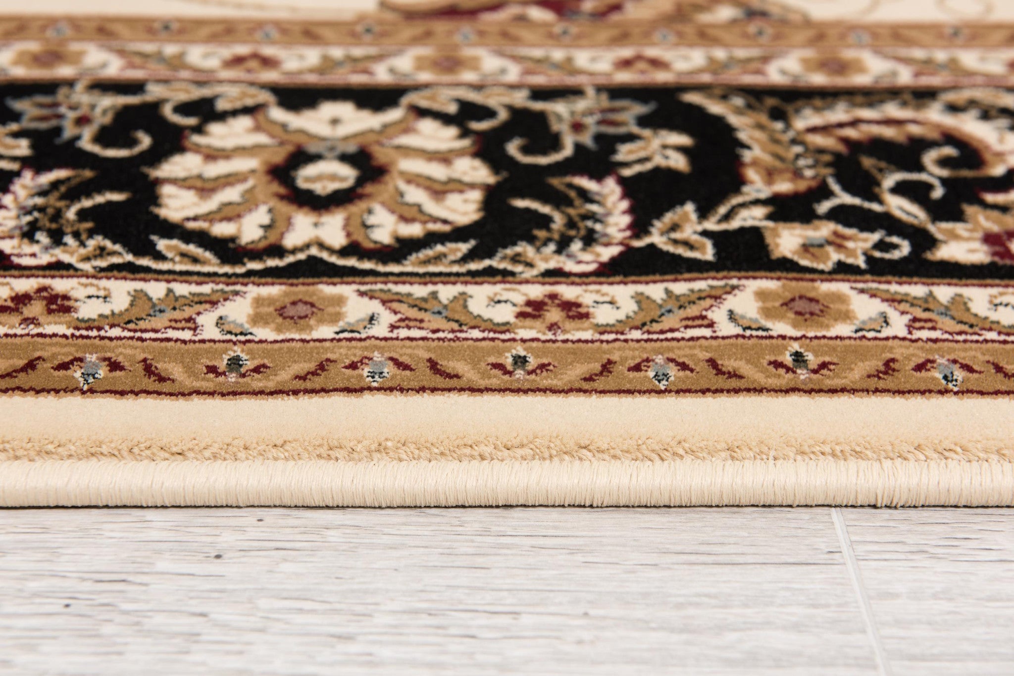 Stylish Black and Ivory Oriental Power Loom Runner Rug for Every Space