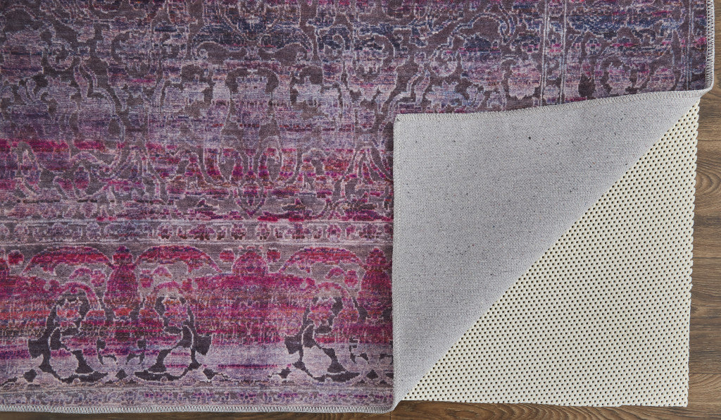 Exquisite Floral Power Loom Area Rug with Graceful Pink and Lavender Design for an Upscale Stylish Home Décor Enhancement