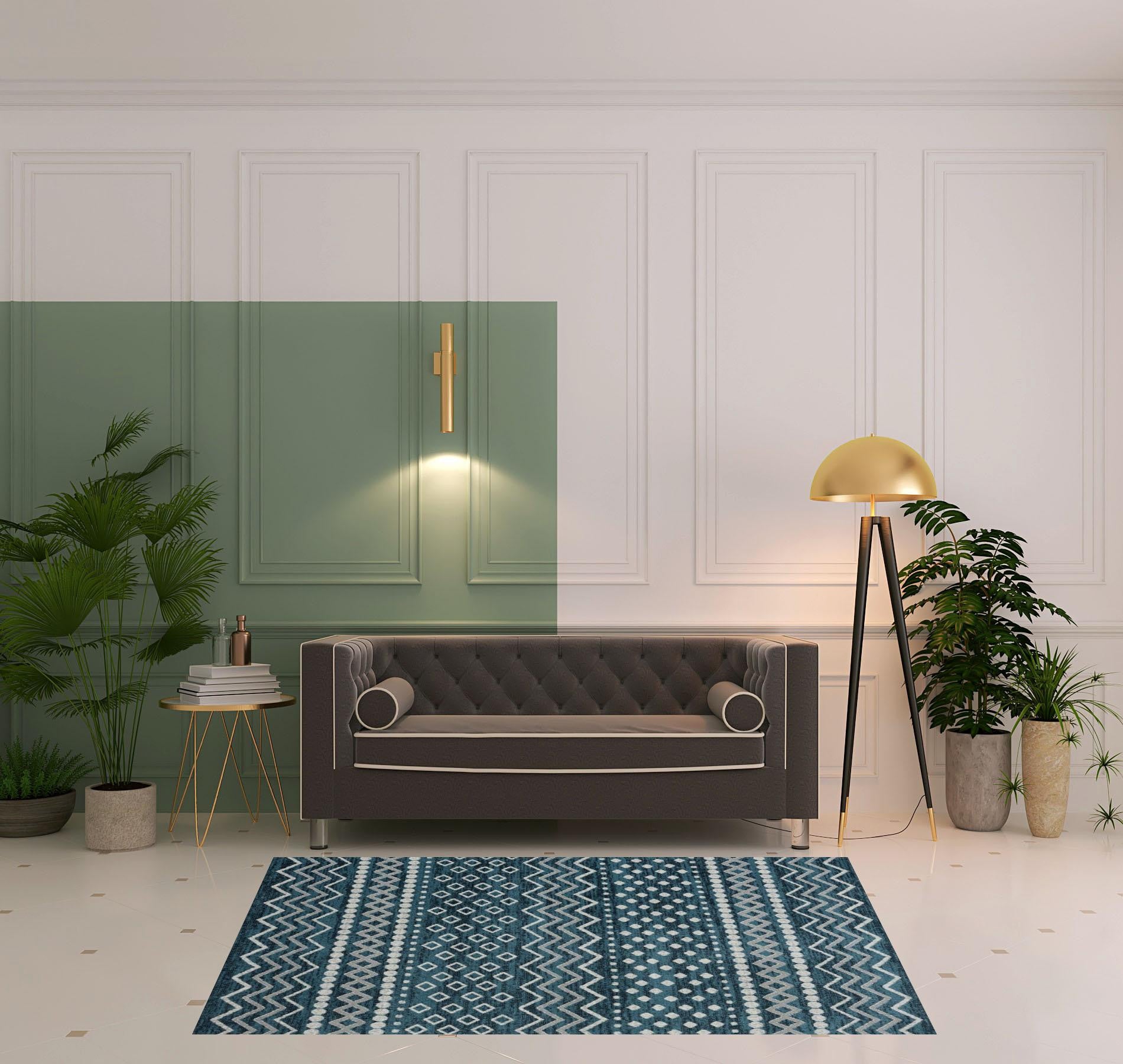 Stylish Washable Geometric Area Rug with High - Quality Turkish Craft for Modern Homes