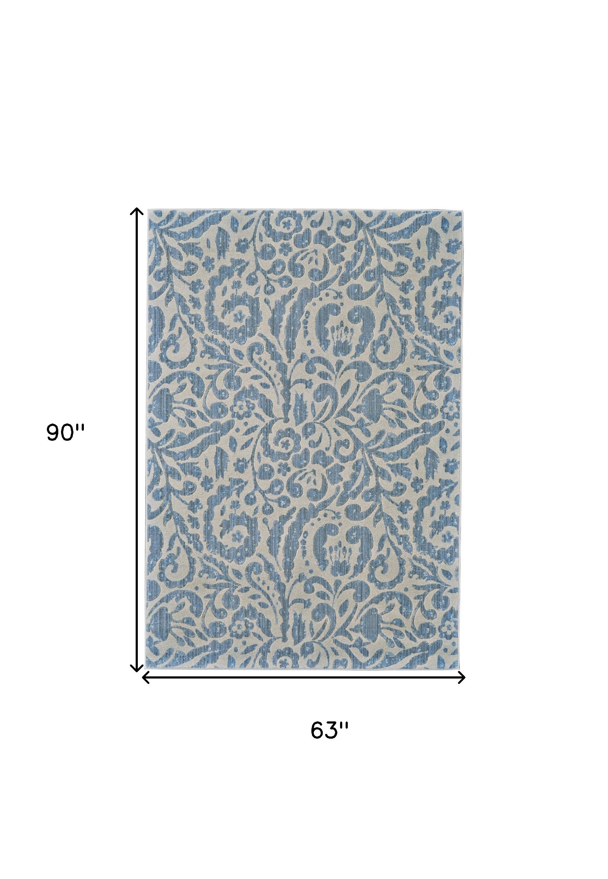 Stain-Resistant Blue, Ivory, and Tan Floral Distressed Area Rug for Adding Warmth and Style to Your Space