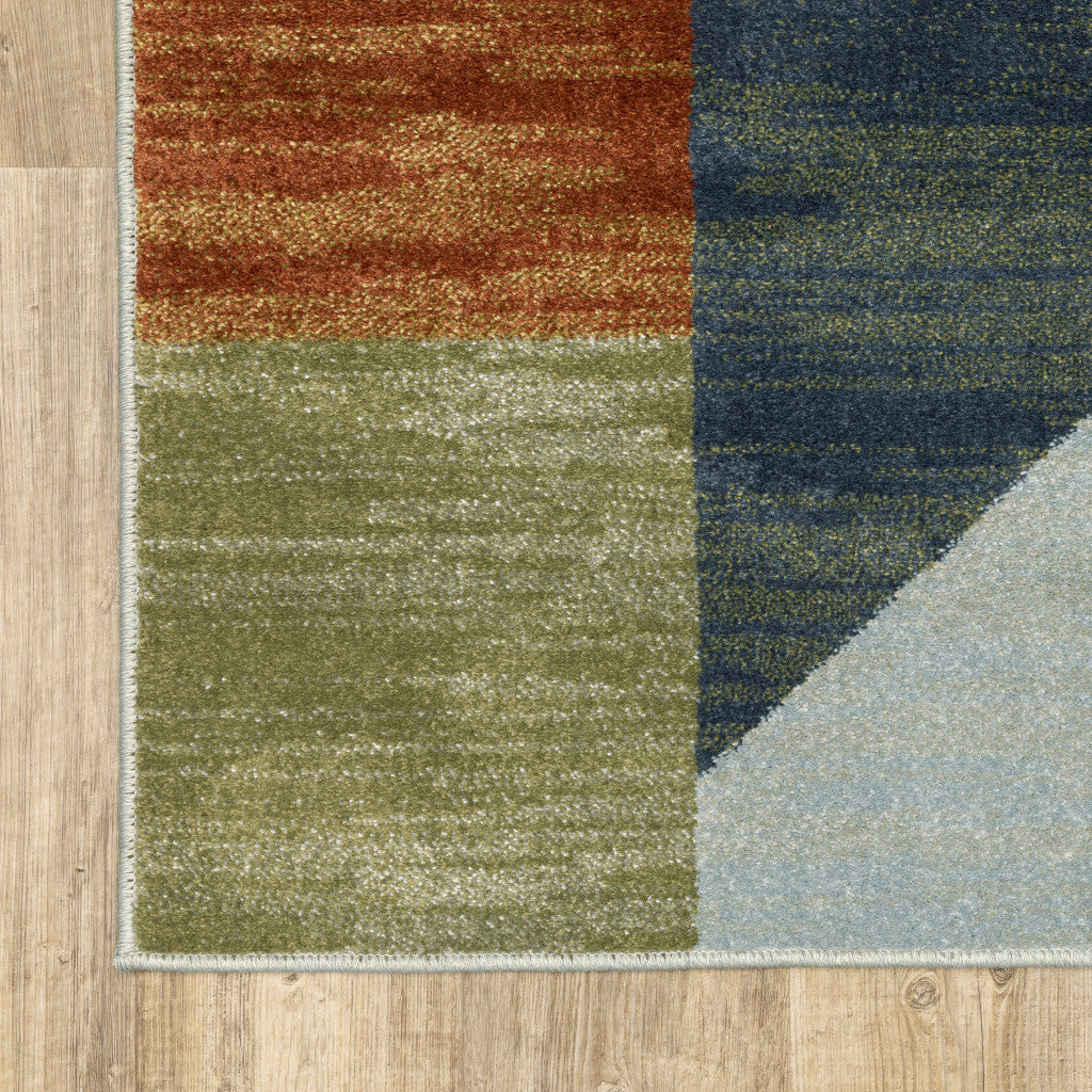 Stain-Resistant Geometric Power Loom Area Rug with Stylish Grey, Teal, Rust, and Multiple Color Design for Added Home Warmth