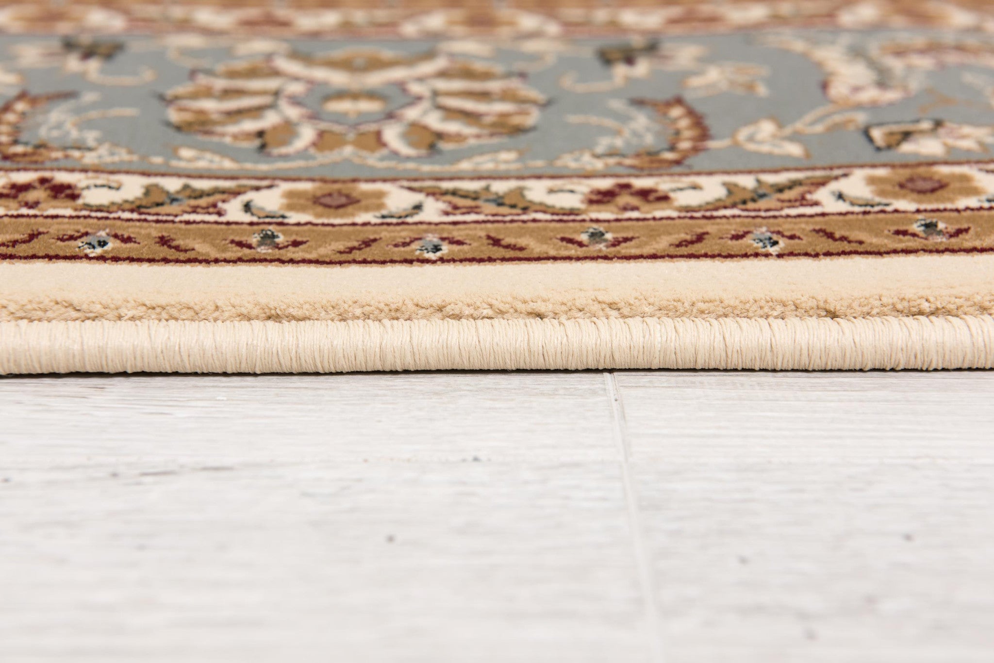 Stylish Blue and Ivory Oriental Power Loom Runner Rug for Warm Home Decor