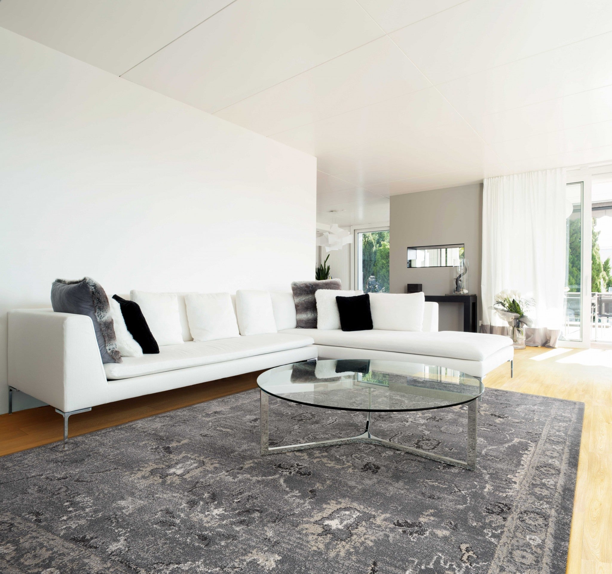 Exquisite Contemporary Grey Farrah Area Rug - Enhance Your Living Space with Grace and Superior Quality