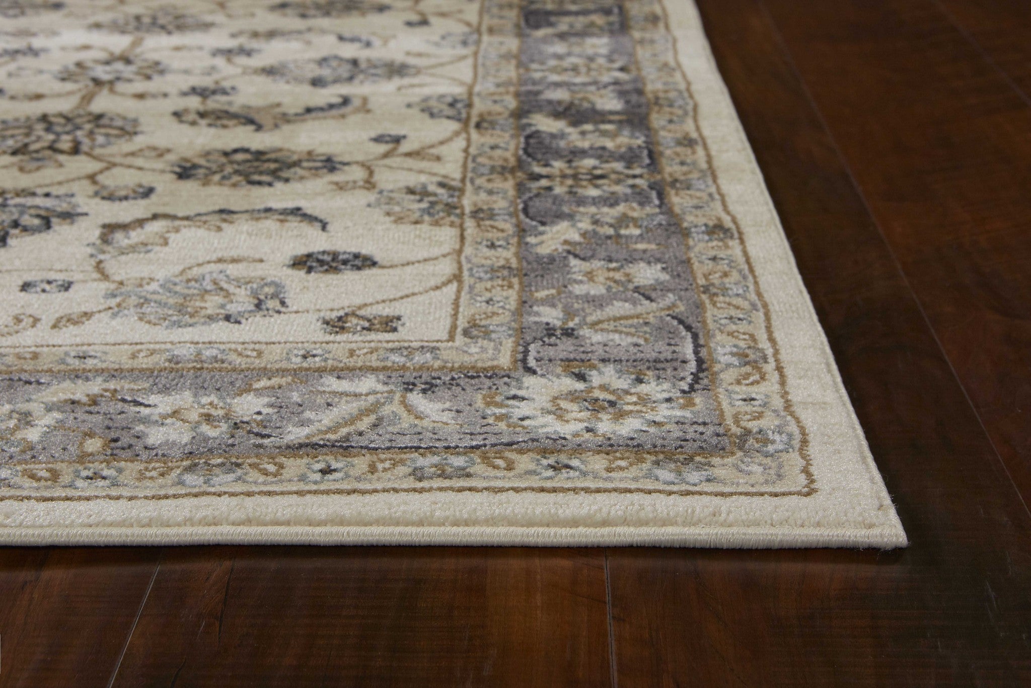 Stylish Modern Grey and Ivory Floral Kashan Area Rug for Home Décor