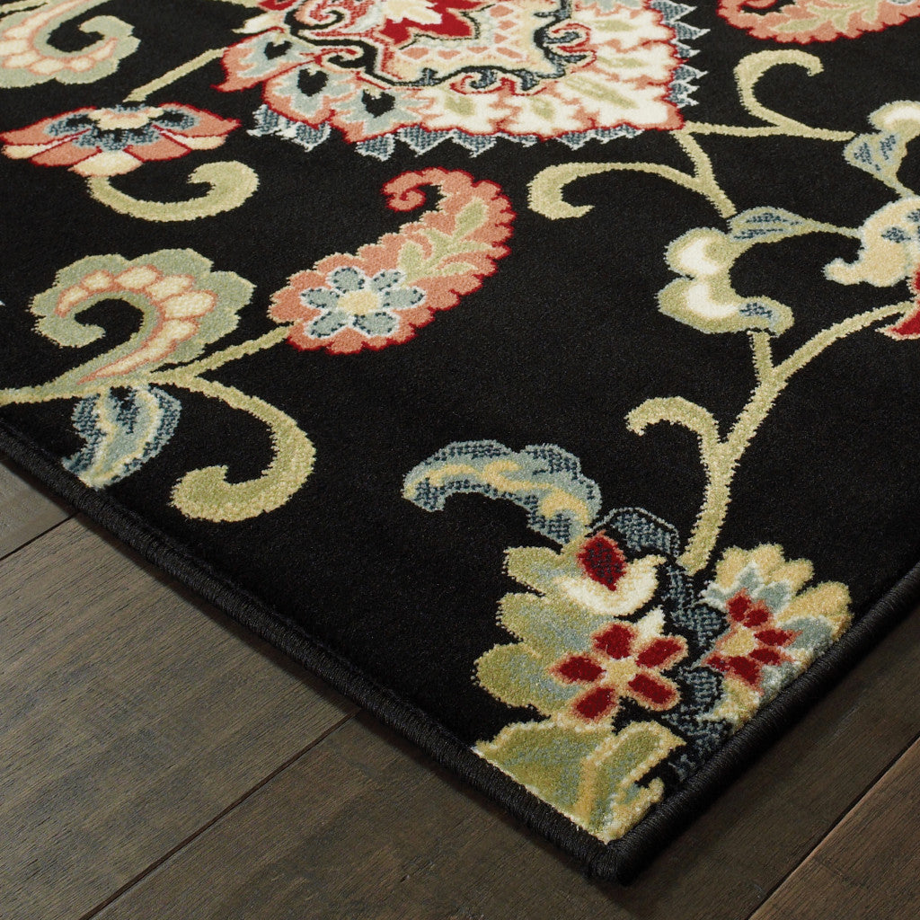Stain-Resistant Floral Power Loom Area Runner Rug with Vibrant Design, Ideal for Spaces with Kids and Pets