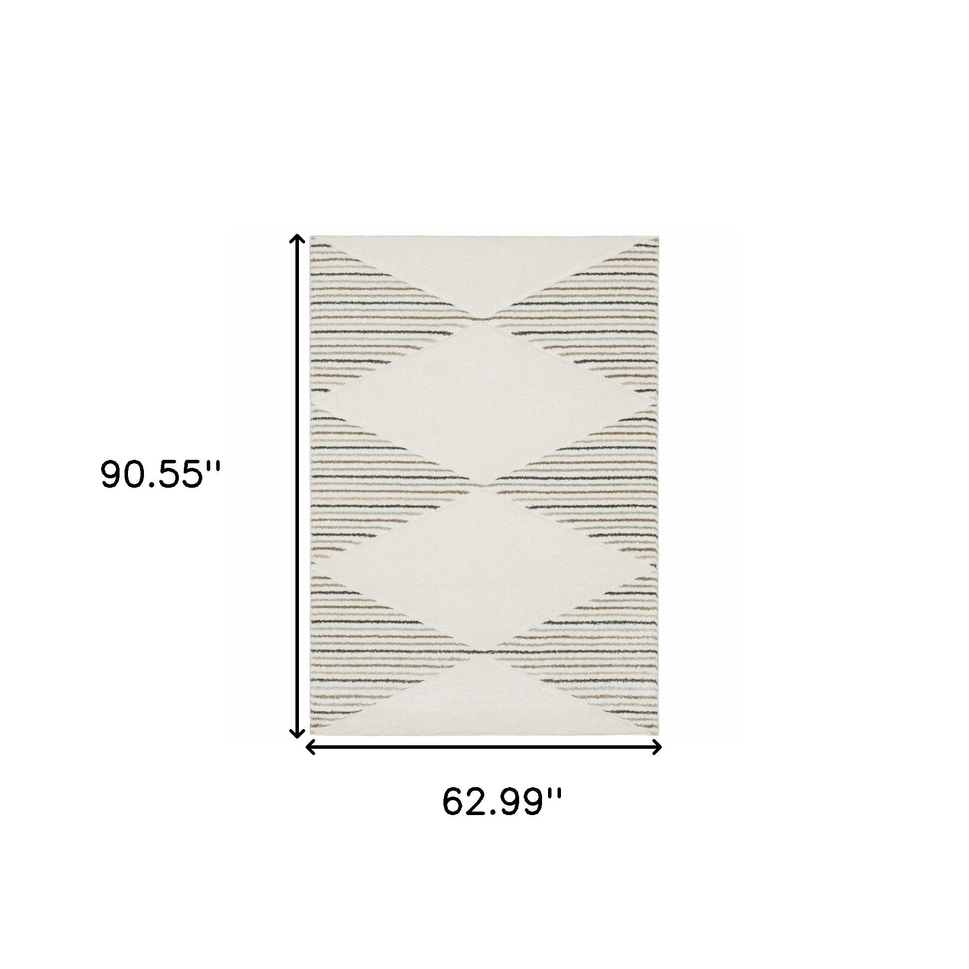 Stain-Resistant Geometric Power Loom Area Rug in Brown and Ivory for Home Decor