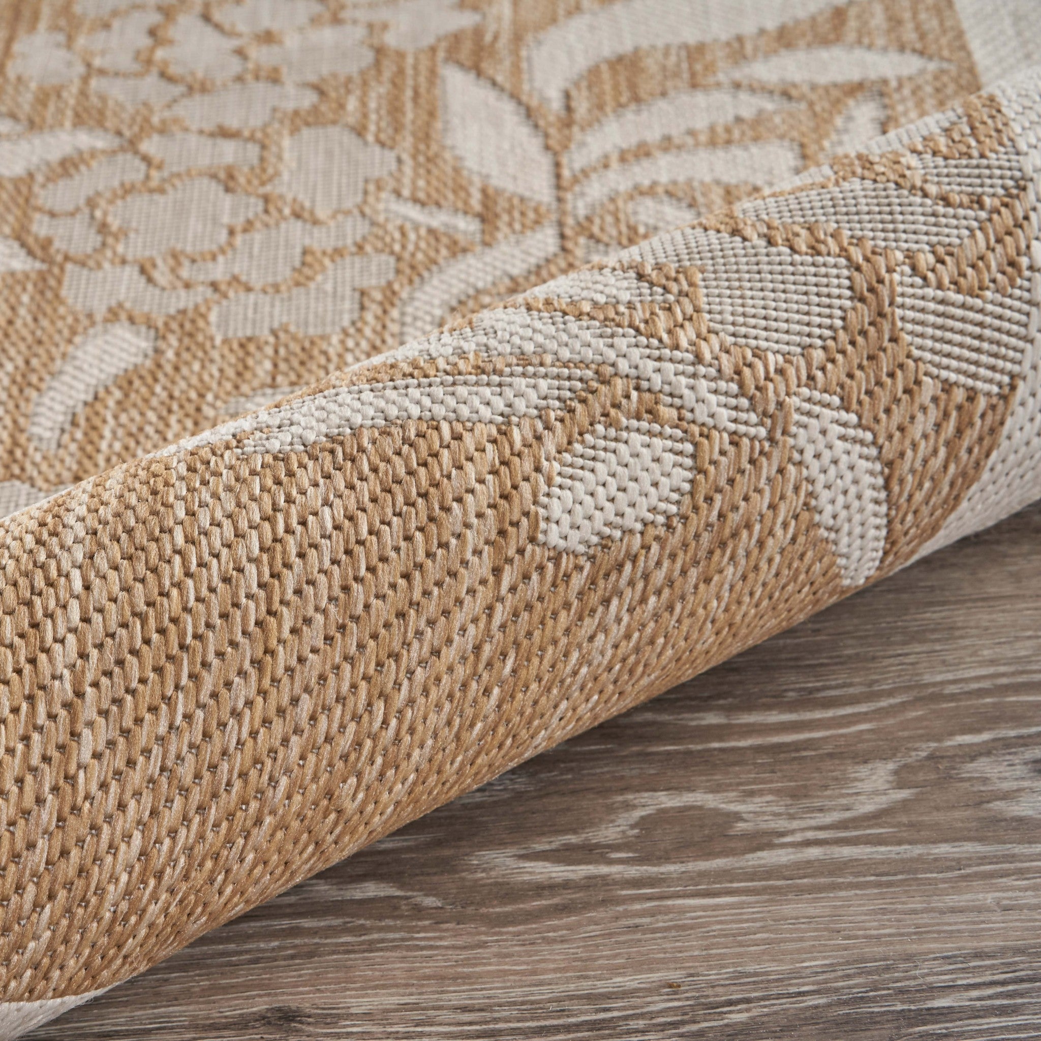 Timeless Beige Floral Indoor-Outdoor Area Rug for Stylish Living Spaces