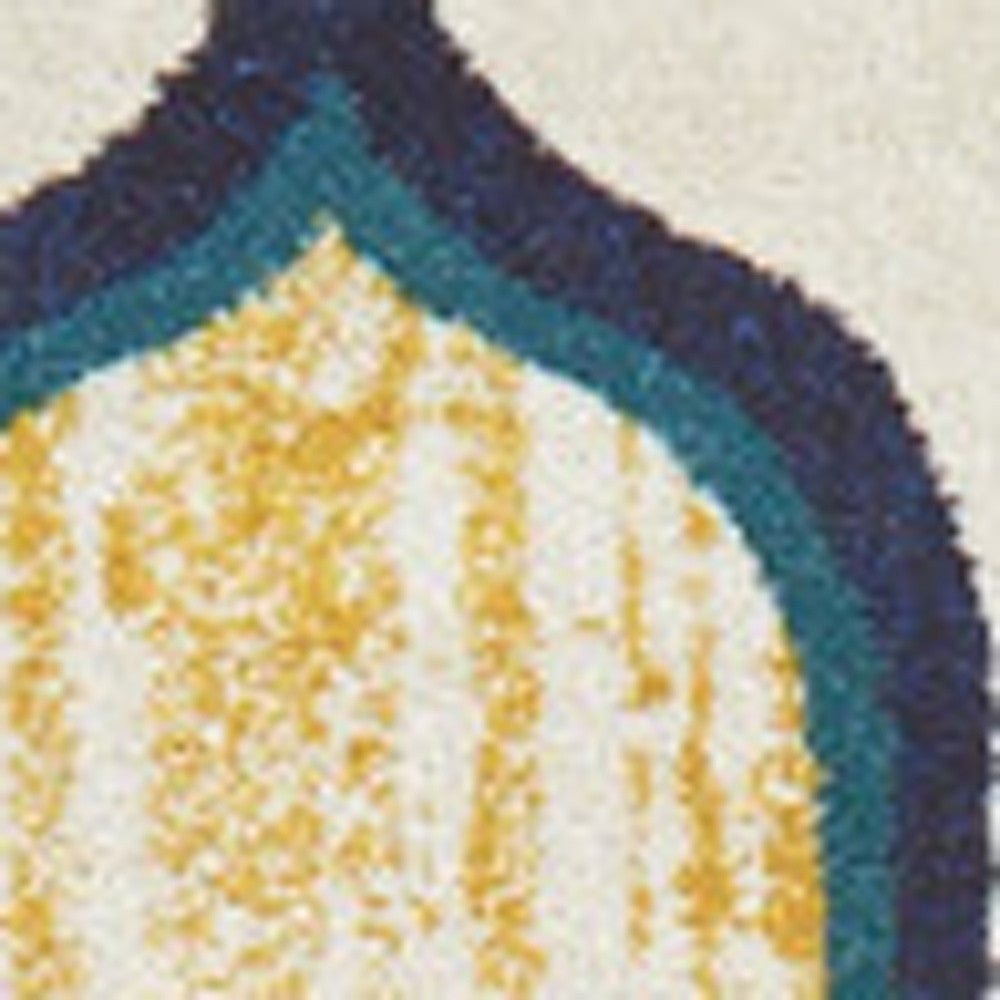 Stylish Blue & Yellow Geometric Area Rug - Stain Resistant, Ideal for Family Homes