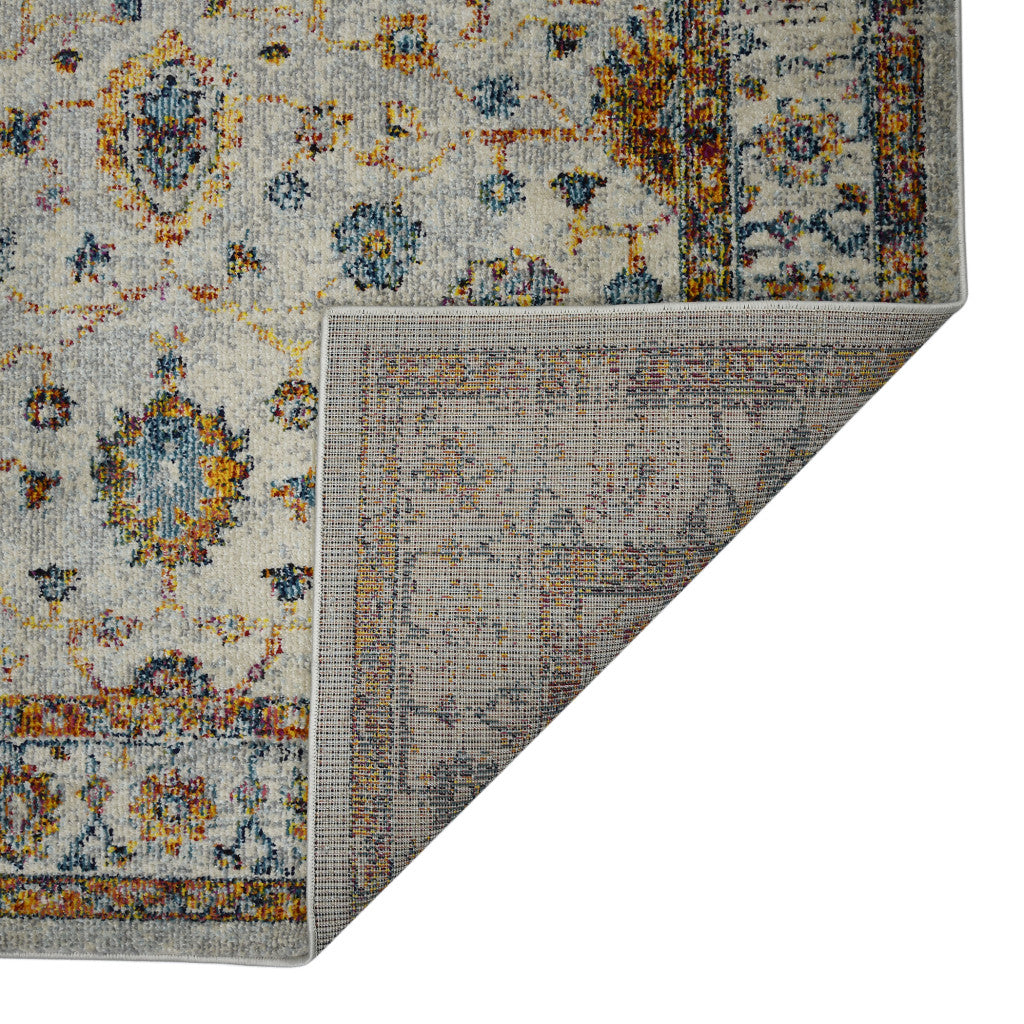 Stain-Resistant Orange & Ivory Floral Power Loom Runner Rug for Kid-Friendly Areas