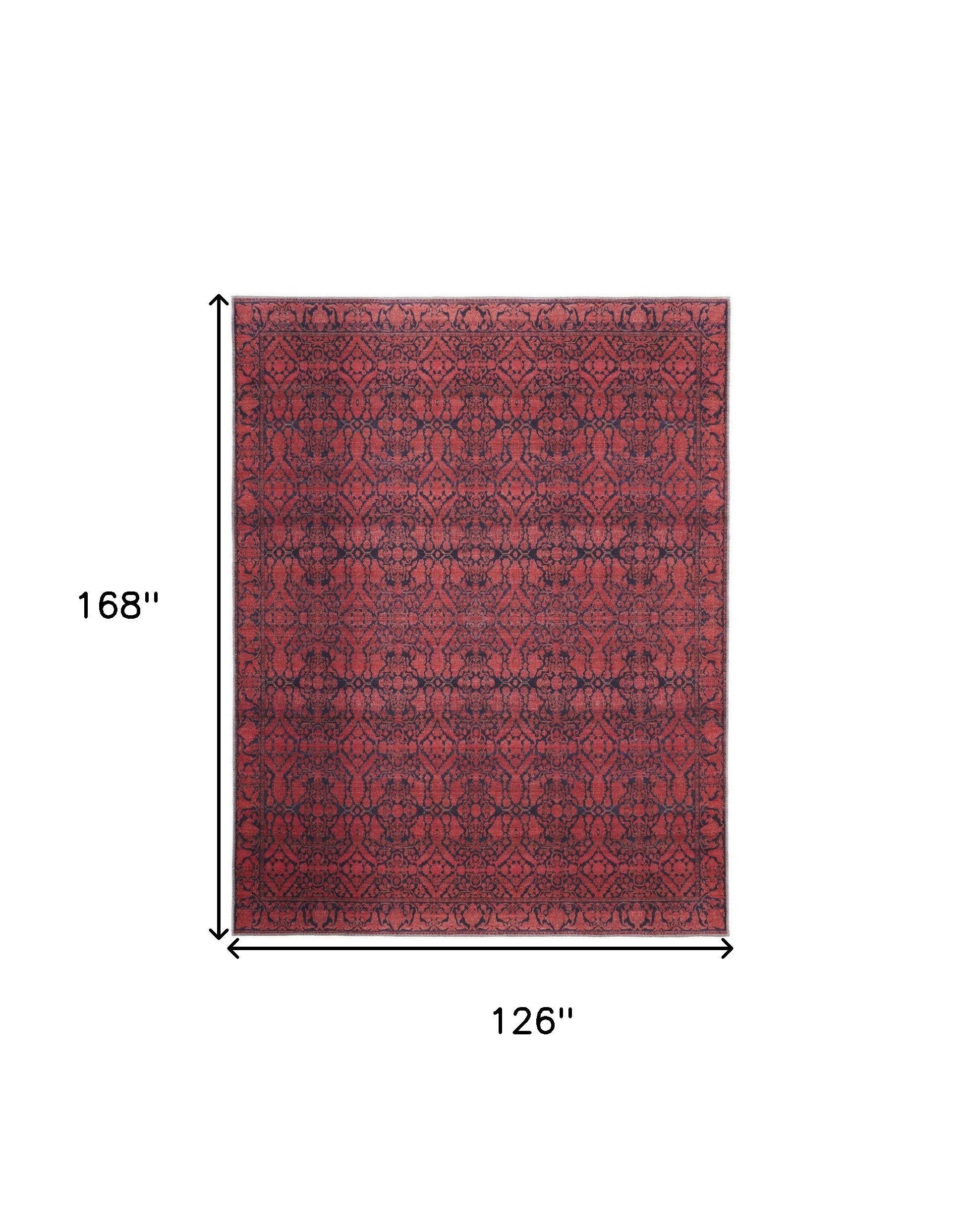 Elegant Red and Black Floral Power Loom Area Rug for Home Decor