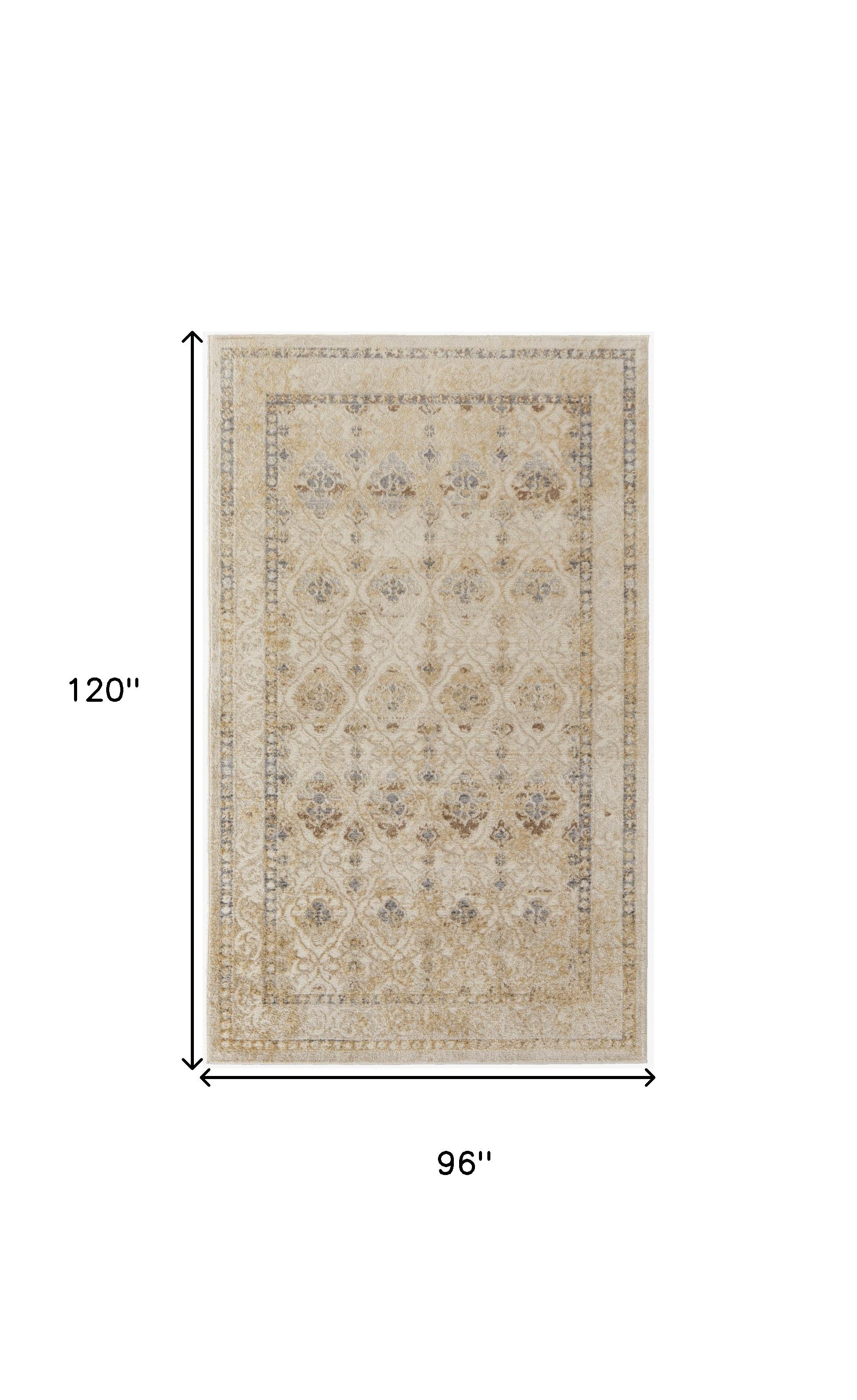 8' x 10' Blue and Ivory Geometric Distressed Power Loom Area Rug for Elegant Spaces