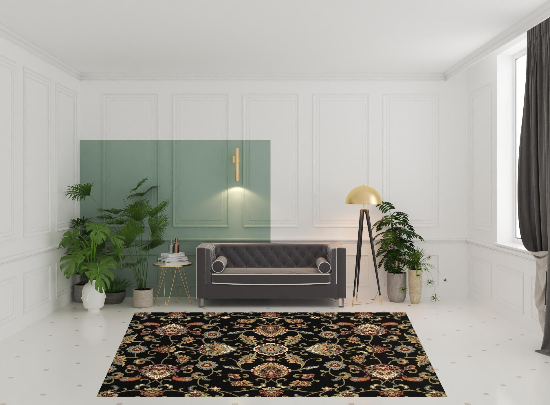 Stain-Resistant Floral Power Loom Area Runner Rug with Vibrant Design, Ideal for Spaces with Kids and Pets