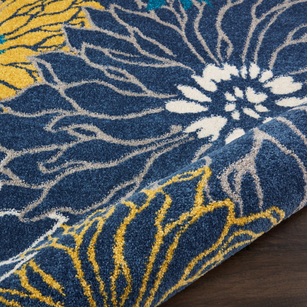 Stunning Blue Floral Power Loom Area Rug for Timeless Home Decor
