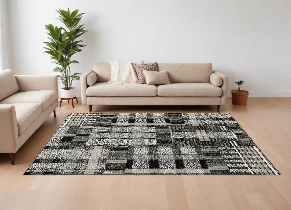 Stain-Resistant Blue Geometric Power Loom Area Rug - Ideal for Family Homes