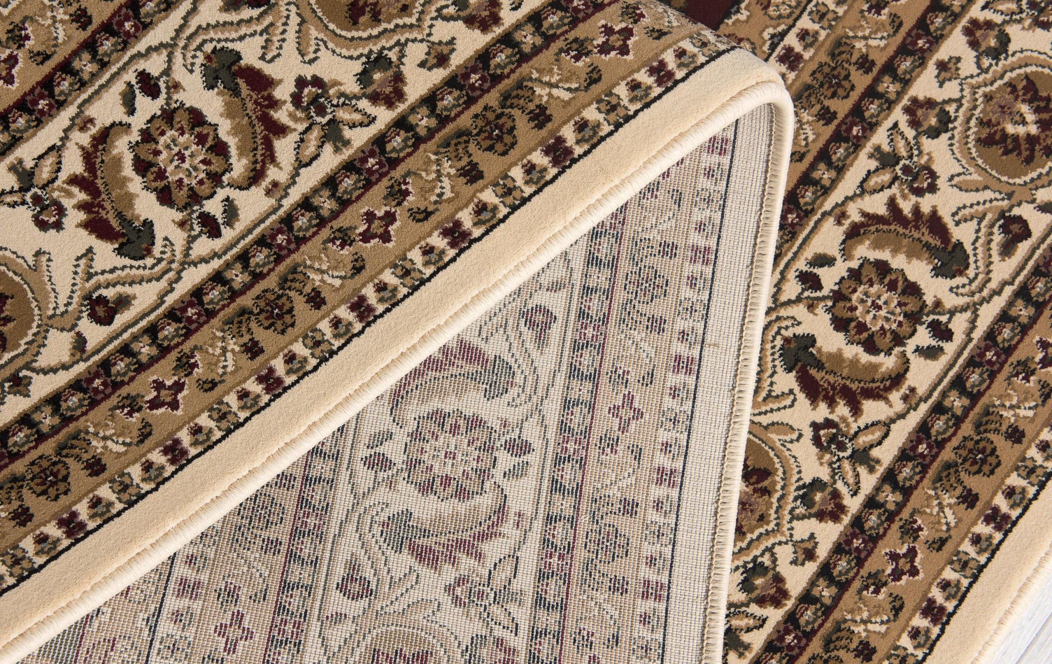 Exquisite Beige and Black Oriental Style Power Loom Runner Area Rug - Enhance Your Living Space with Elegance and Comfort