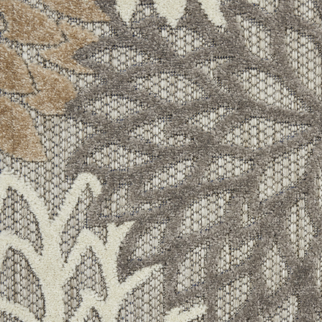 Stylish Gray and Ivory Floral Indoor-Outdoor Area Rug for Comfortable Home Decor