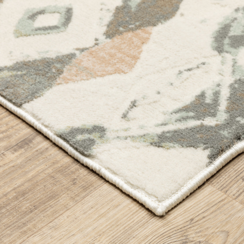 Stain-Resistant Elegant Pink, Ivory and Sage Geometric Area Rug for Home Comfort