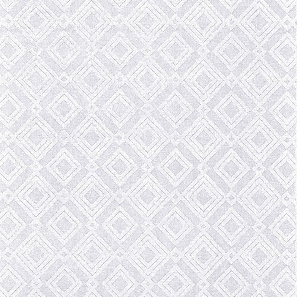 Stylish 5x8-Foot White Geometric Power Loom Area Rug for Elegant Living Spaces