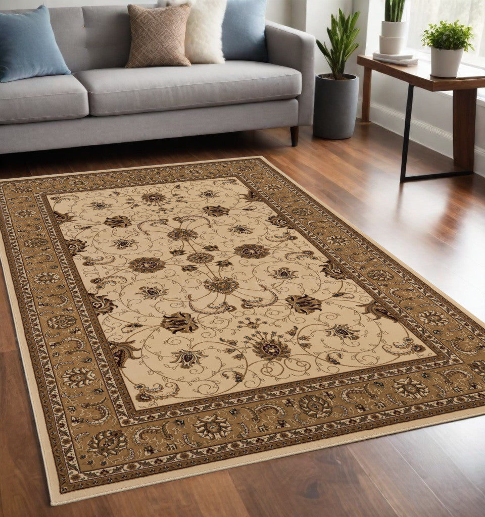 Soft-textured Beige and Ivory Oriental Runner Rug for a Warm and Cozy Home