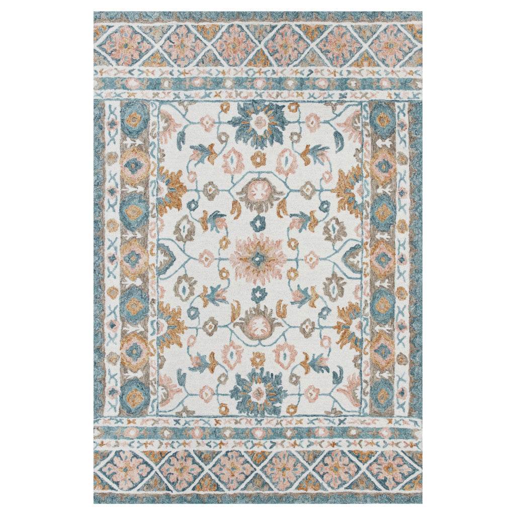 Exquisite Hand-Tufted Blue and Ivory Floral Area Rug for Your Space