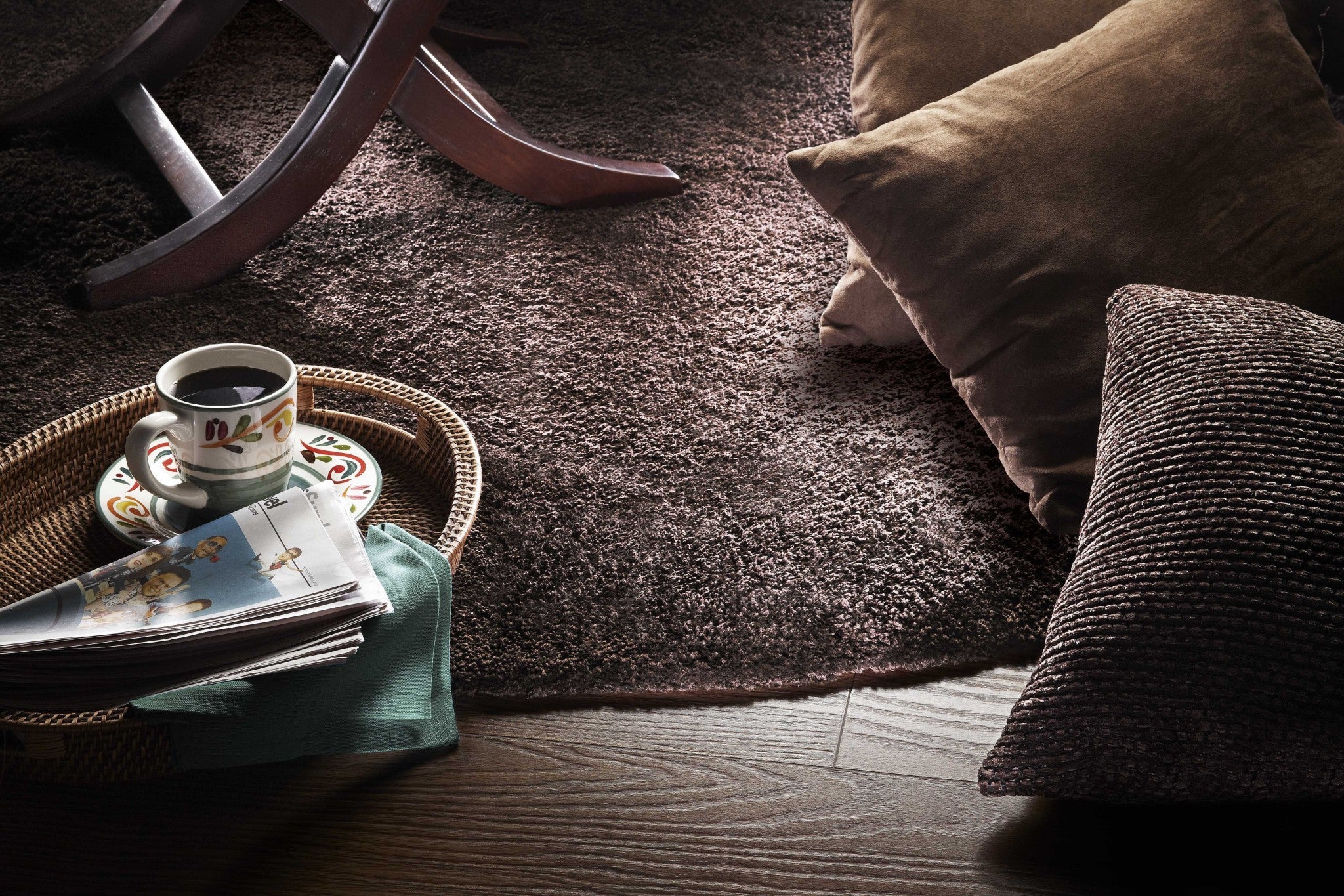 Stylish Hand-Woven Espresso Shag Area Rug for Modern Home Decor with Cozy Cotton Backing to Create a Warm Ambiance