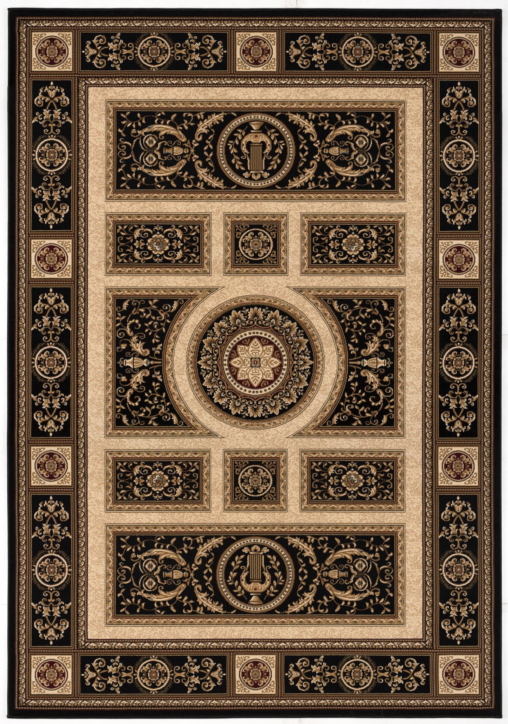 Stylish and Elegant Beige and Black Oriental Design Area Rug for Home Decoration to Enhance Your Living Space with Warmth and Sophistication