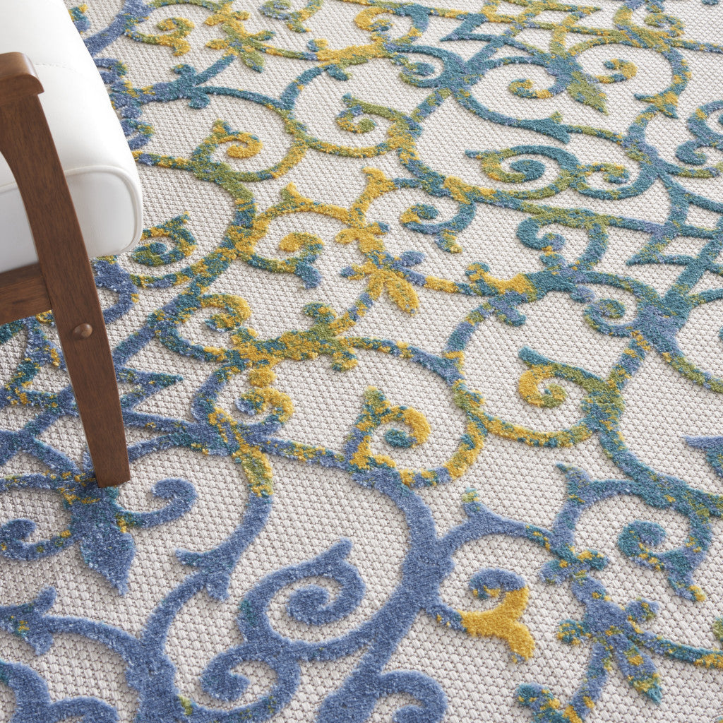 Stylish Green and Ivory Floral Outdoor Area Rug for a Charming Space
