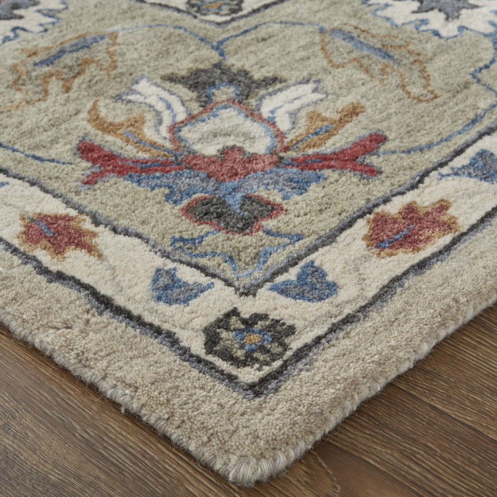Ivory and Blue Stain-Resistant Hand-Tufted Floral Area Rug - Stylish & Inviting