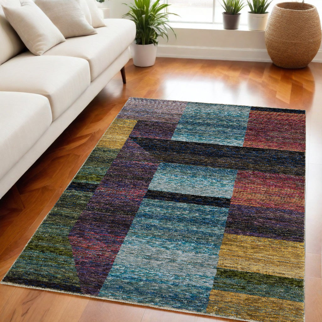 Stylish Stain-Resistant Geometric Area Rug with Purple and Red Design Ideal for Family Living Spaces
