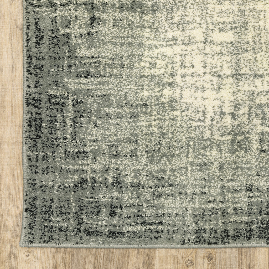 Stylish Grey Beige and Blue Stain - Resistant Runner Rug for Family Homes