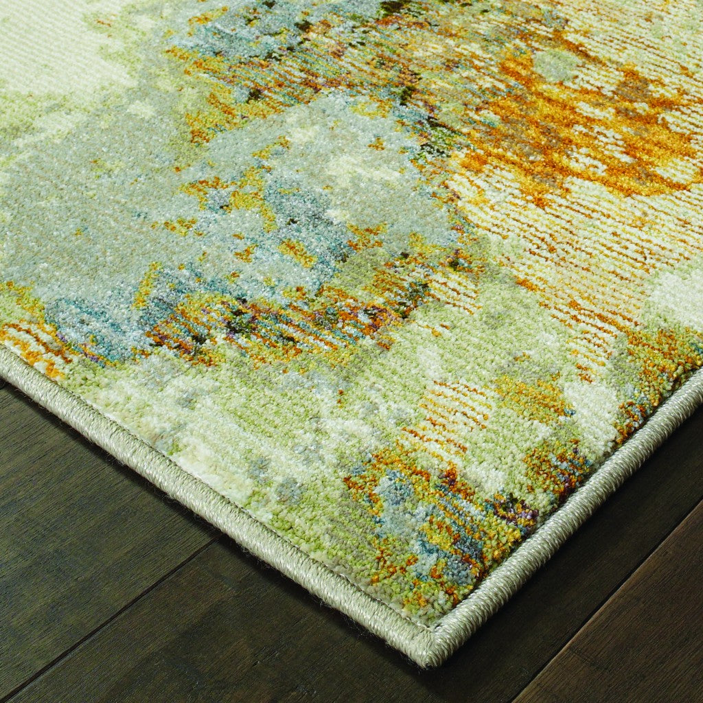 Exquisite Gold and Ivory Rectangular Power Loom Area Rug for Home Decor - Comfortable, Durable, and Contemporary in Design