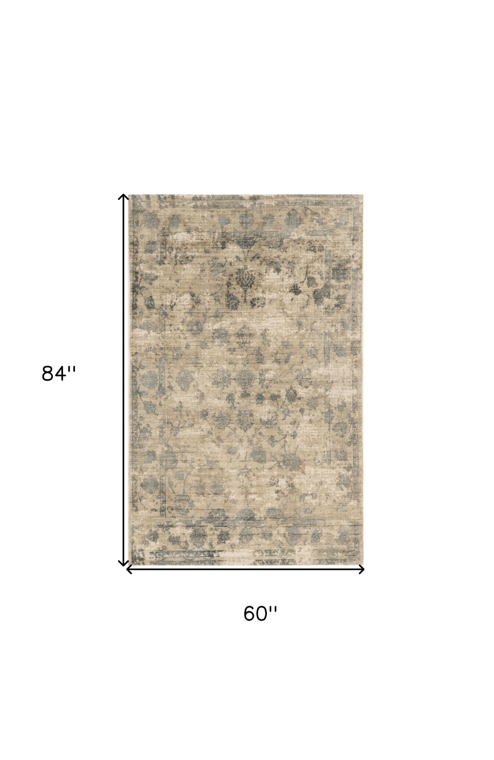Exquisite Hand-Loomed Viscose Area Rug in Elegant Sand and Blue Colors with Modern Watercolor Design for Stylish Residential Interiors
