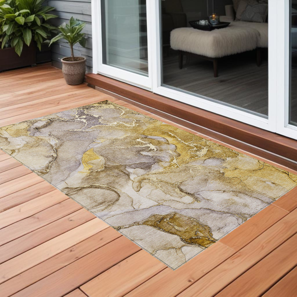 Stylish Blue Abstract Washable Non-Slip Outdoor Runner Rug for Any Space
