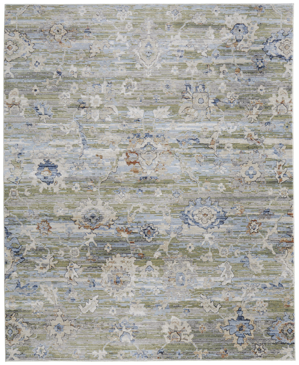 Stain-Resistant Floral Power Loom Area Rug with Worn Faded Design for Stylish Home Decor