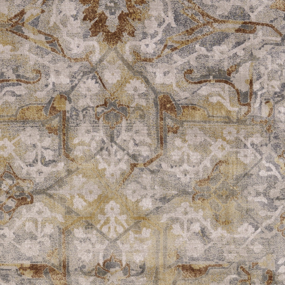 Stain-Resistant Floral Power Loom Runner Rug with Worn Faded Design Ideal for High-Traffic Areas in Homes