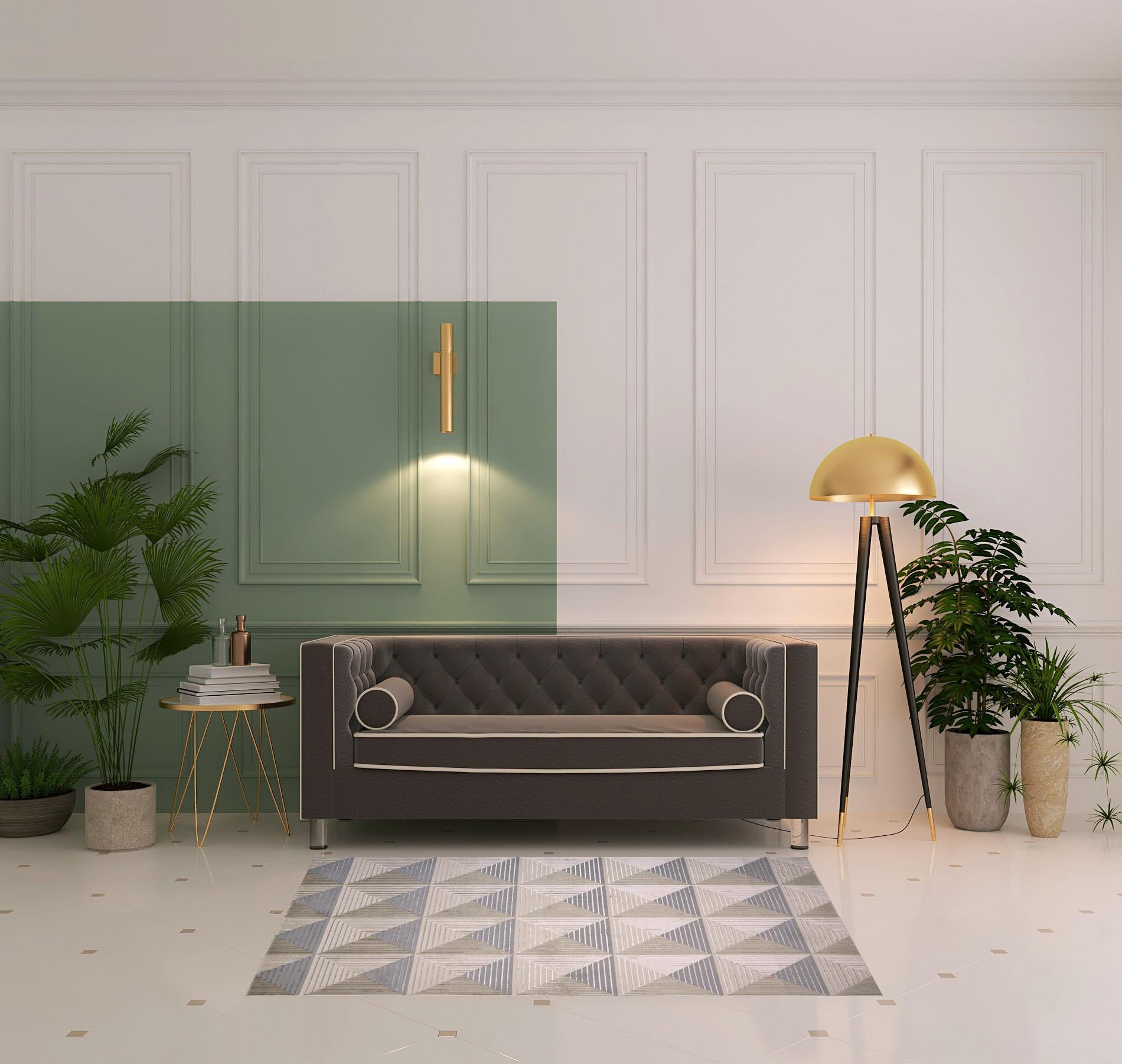 Stylish Geometric Area Rug in Beige, Gray & Ivory for a Warm and Inviting Space